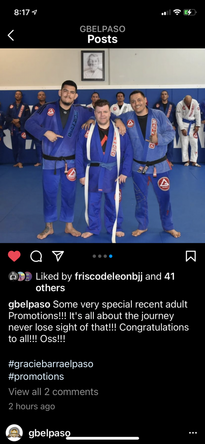 Blue belt · August 4, 2021 · Promoted by Professor Jeff Vigil