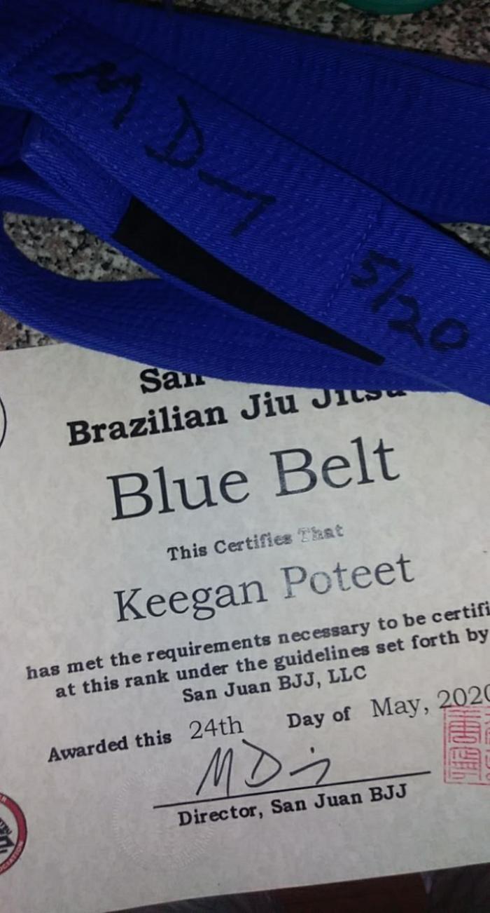 Blue belt · May 24, 2020 · Promoted by Michael Downing