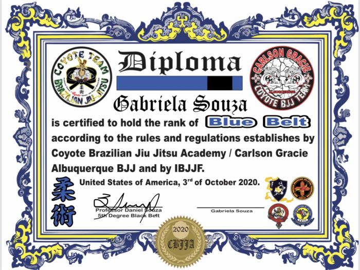 Blue belt · October 3, 2020 · Promoted by Professor Daniel De Paula Souza