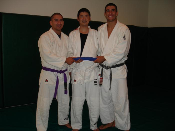 Blue belt promotion from Rener Gracie And Alex Stuart At Gracie Academy LA 2007