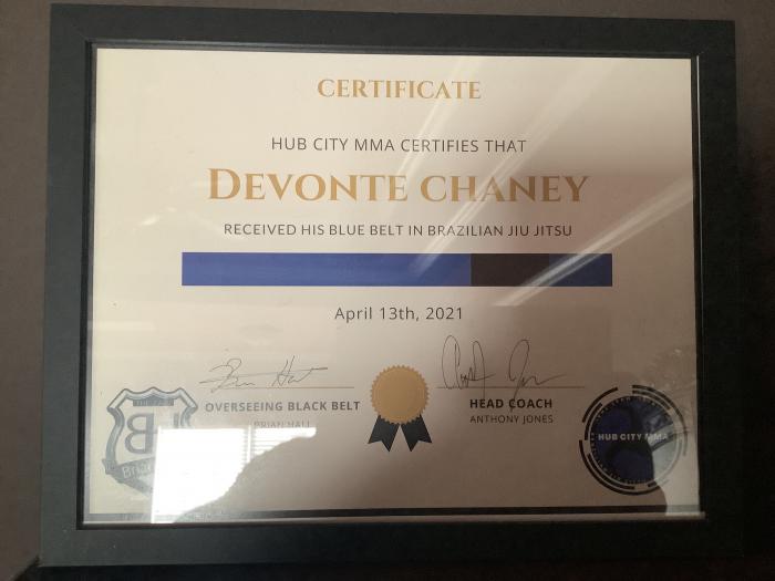 Blue belt · April 13, 2021 · Promoted by Anthony Jones