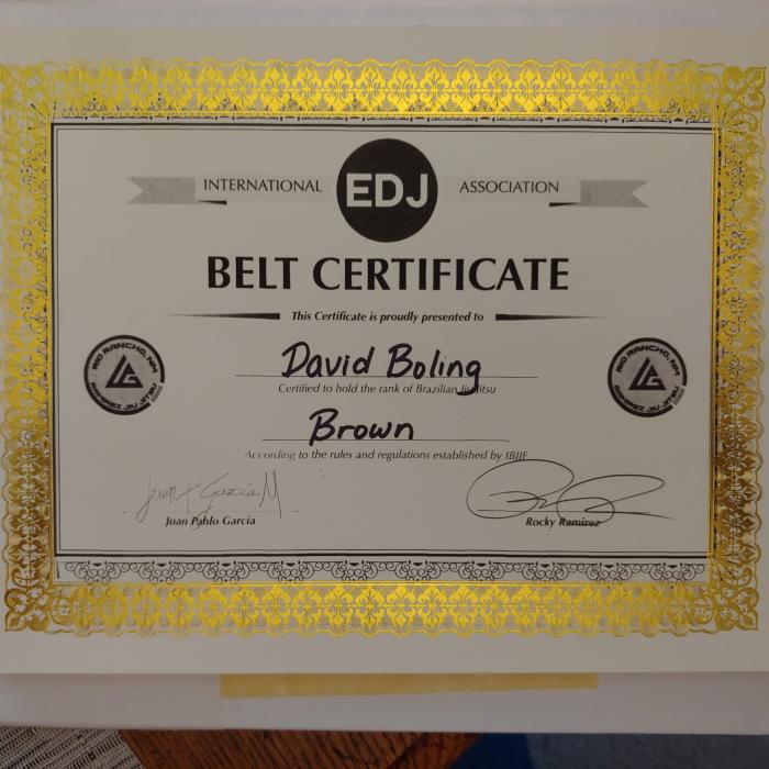 Brown belt · March 9, 2019 · Promoted by Juan Pablo Garcia