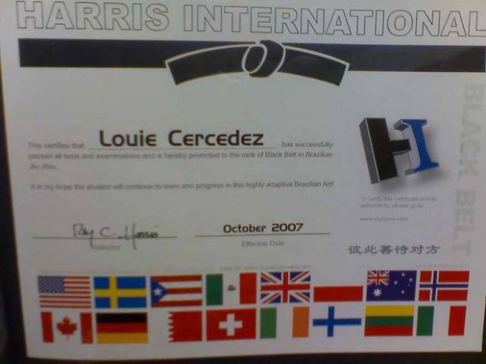 Black belt · October 13, 2007 · Promoted by Roy Harris