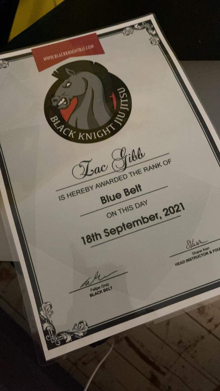 Blue belt · September 18, 2021 · Promoted by Shane Kerr