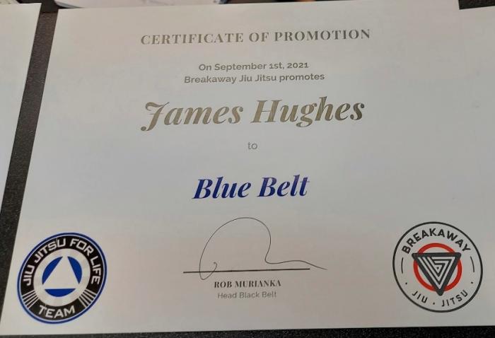 Blue belt · September 1, 2021 · Promoted by Rob Murianka