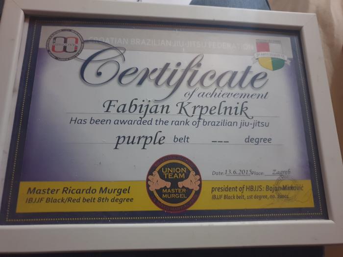 Purple belt · June 13, 2015 · Promoted by Bojan Mirkovic