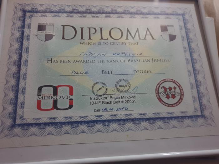 Blue belt · October 6, 2013 · Promoted by Bojan Mirkovic