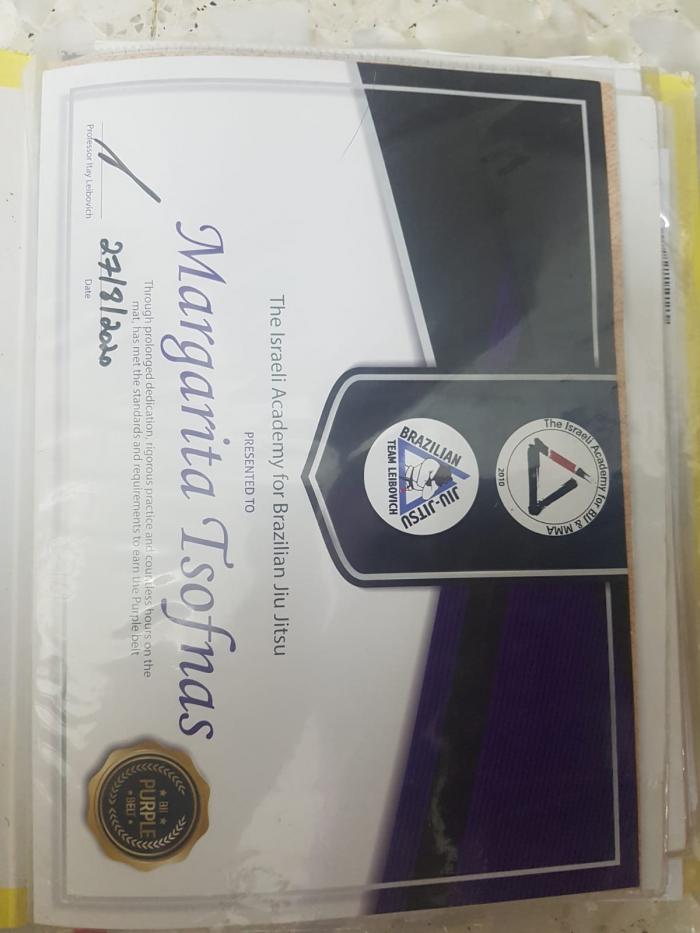 Purple belt · August 28, 2020 · Promoted by Itay Leibovich