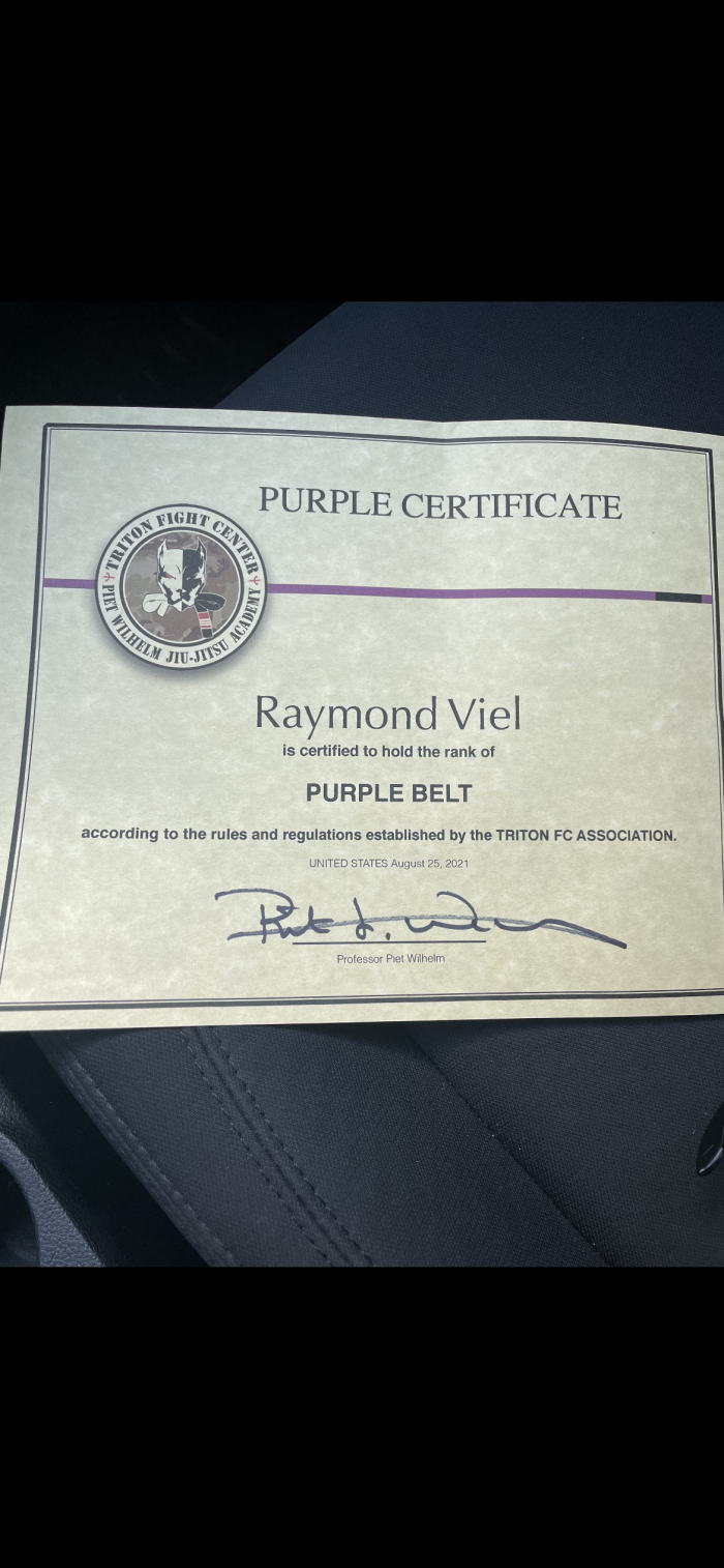 Purple belt · August 25, 2021 · Promoted by Piet Wilhelm