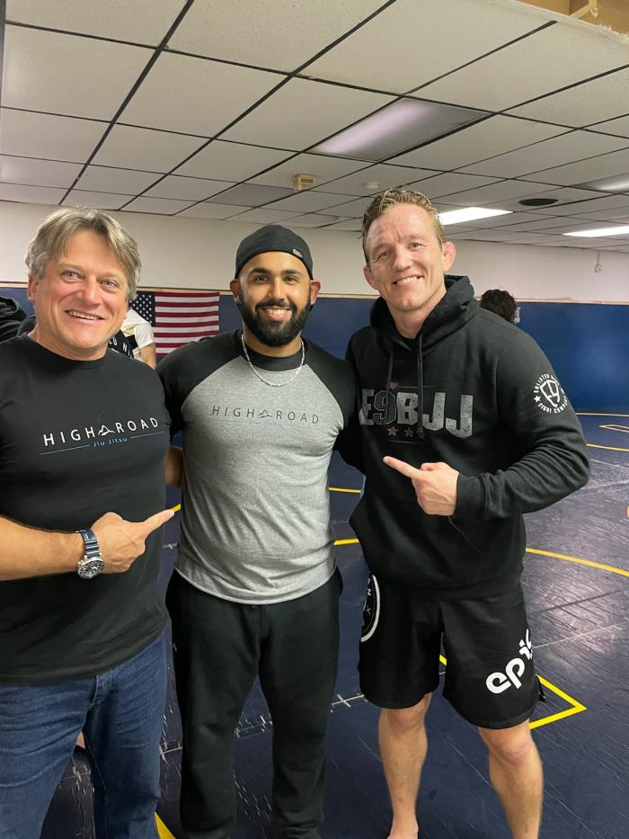 Professor Dave K (Highroad BJJ), me, and Colton Smith from Enlisted 9 Fight Company