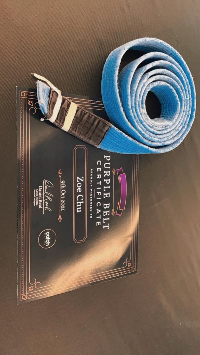 Purple belt · October 9, 2021 · Promoted by Daniel Reid