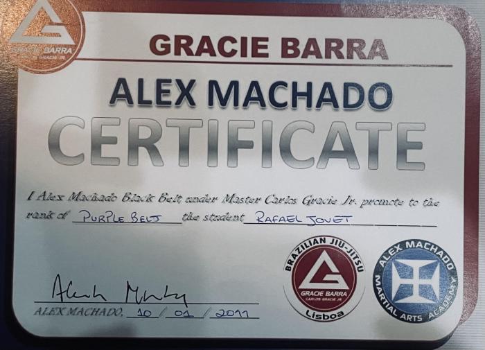 Purple belt · October 1, 2011 · Promoted by Alexander W. Machado
