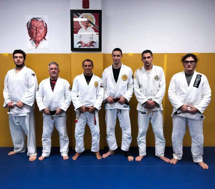 My first students, my professor and me with Royler Gracie in 2017