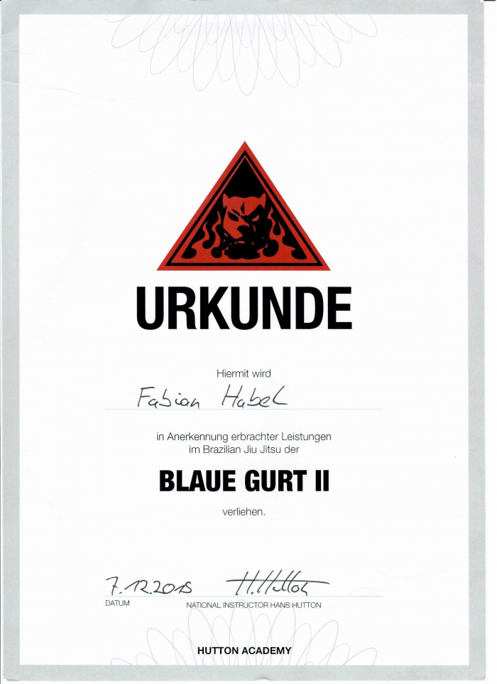 Blue belt · December 15, 2016 · Promoted by BJJ Scorpions