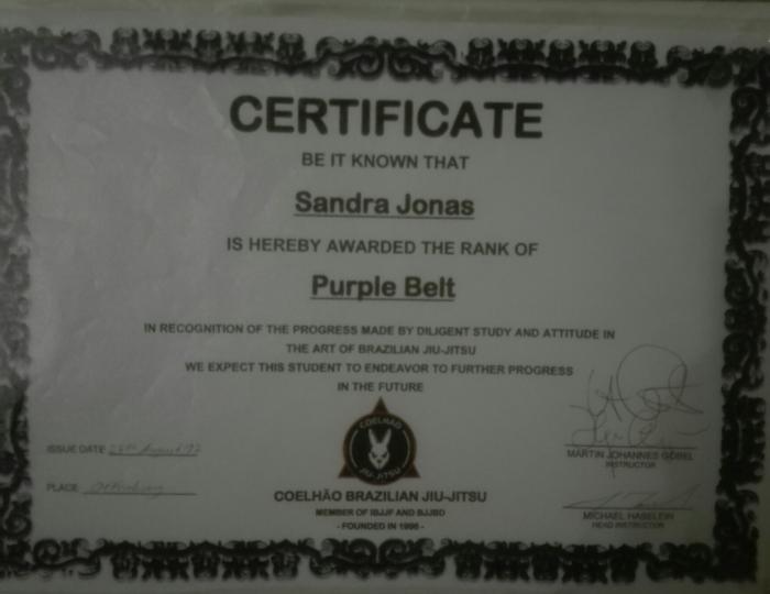 Purple belt · August 27, 2017 · Promoted by Michael Haselein