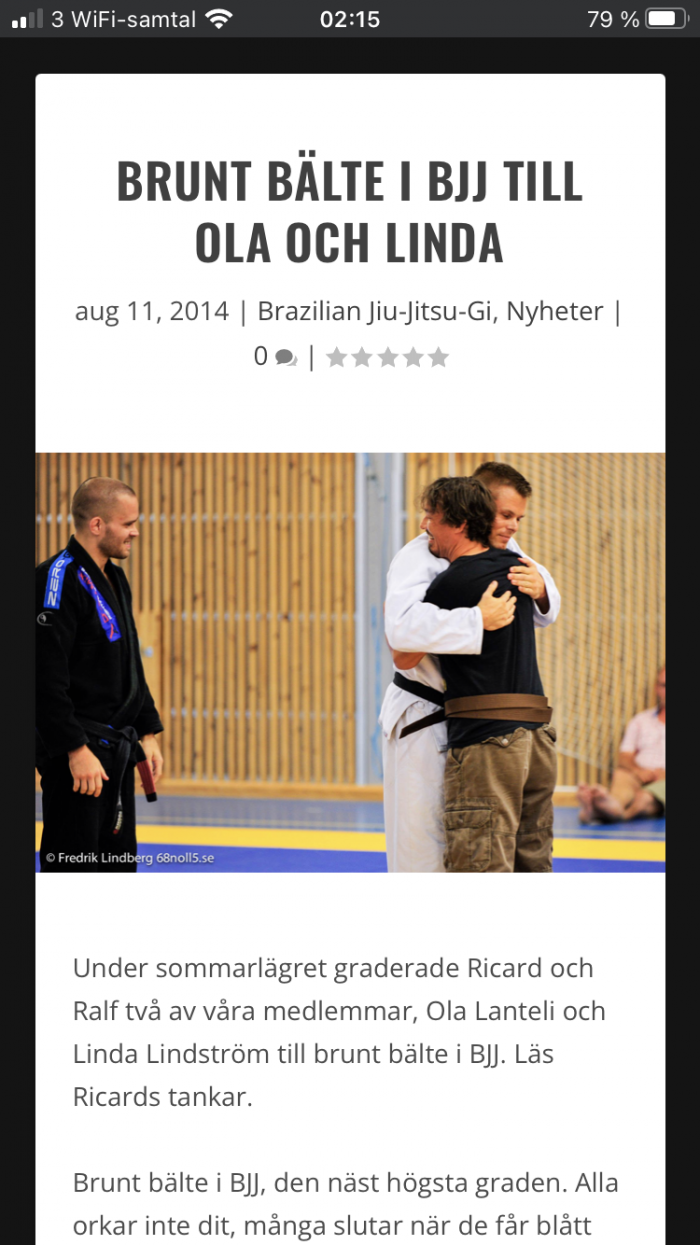 Brown belt · August 1, 2014 · Promoted by Ricard Carneborn
