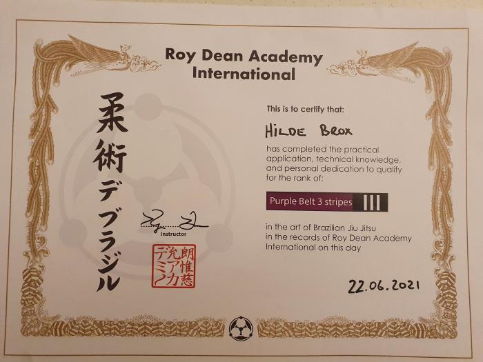 Purple belt · June 22, 2021 · Promoted by Richard Haye