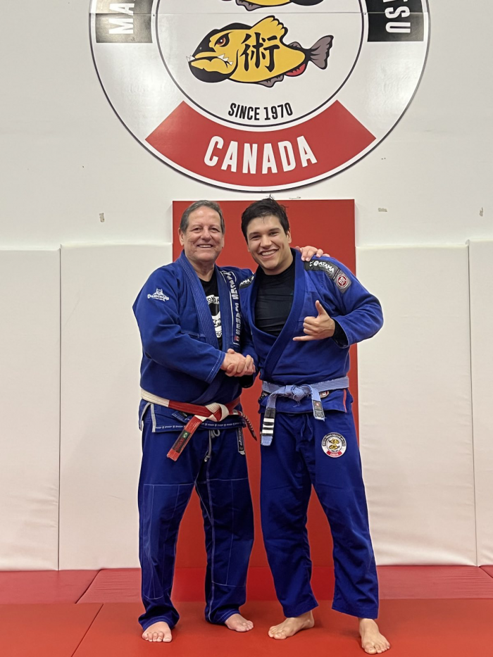 Blue belt 3rd stripe award from Marcus Soares