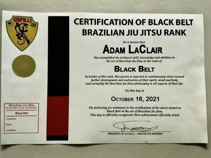 Black belt · October 16, 2021 · Promoted by Joe Moreira