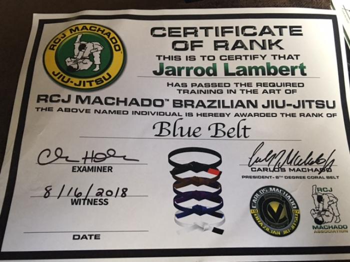 Blue belt · August 16, 2018 · Promoted by Chris Holmes