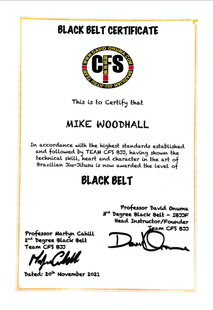 Black belt · November 20, 2021 · Promoted by Martyn Cahill