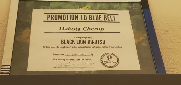 Blue belt · November 23, 2019 · Promoted by Chad Pomeroy