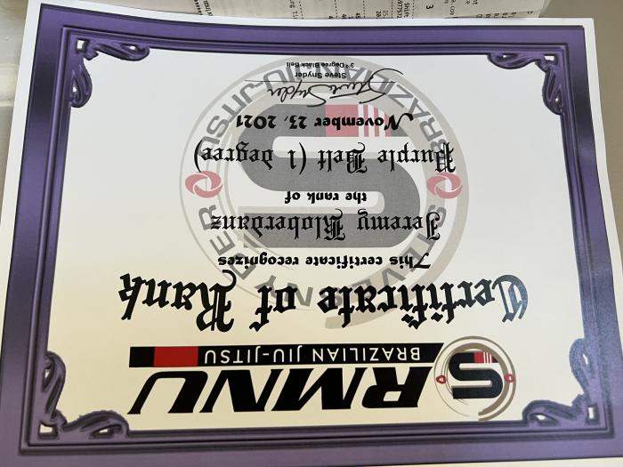 Purple belt · November 23, 2021 · Promoted by Steve Snyder