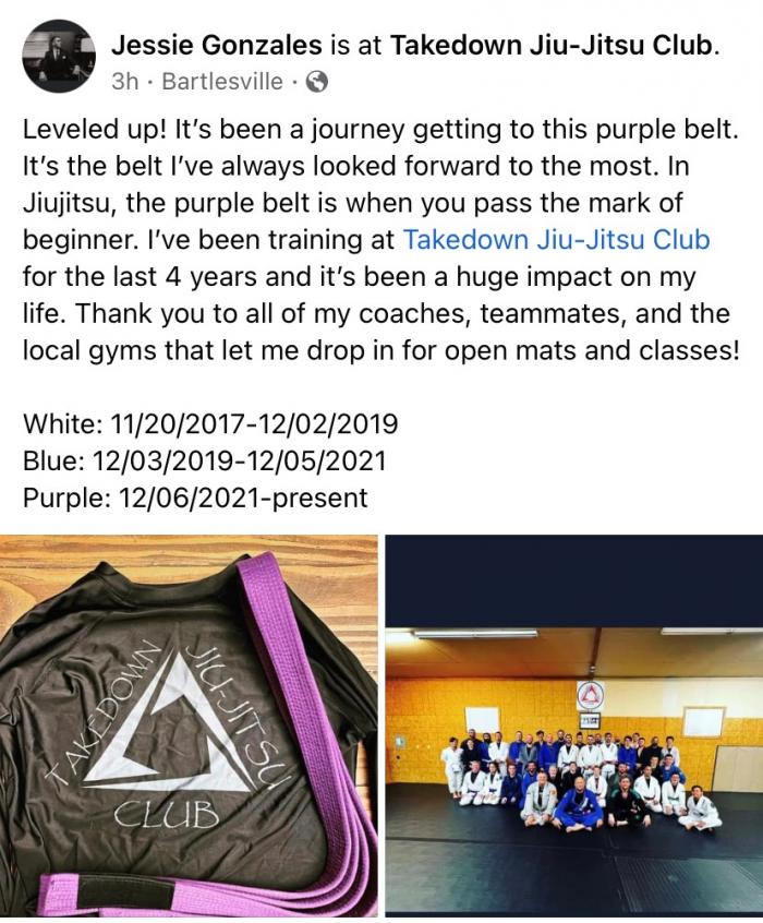 Purple belt · December 6, 2021 · Promoted by Matt Tonubbee
