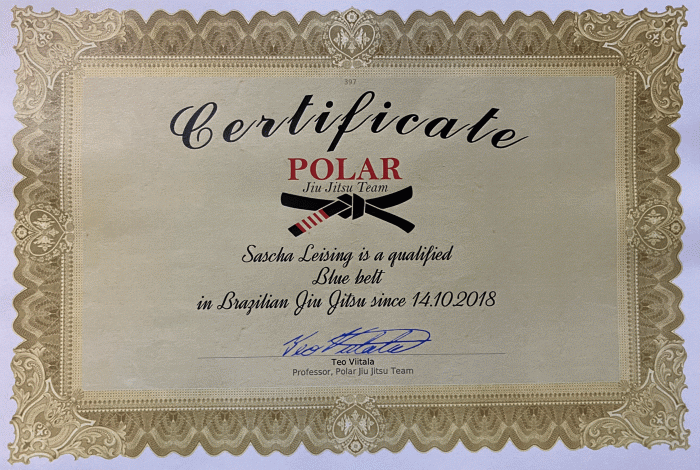 Blue belt · October 14, 2018 · Promoted by Teo Anton Viitala