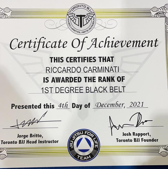 Black belt 1st degree · December 13, 2021 · Promoted by Jorge Britto
