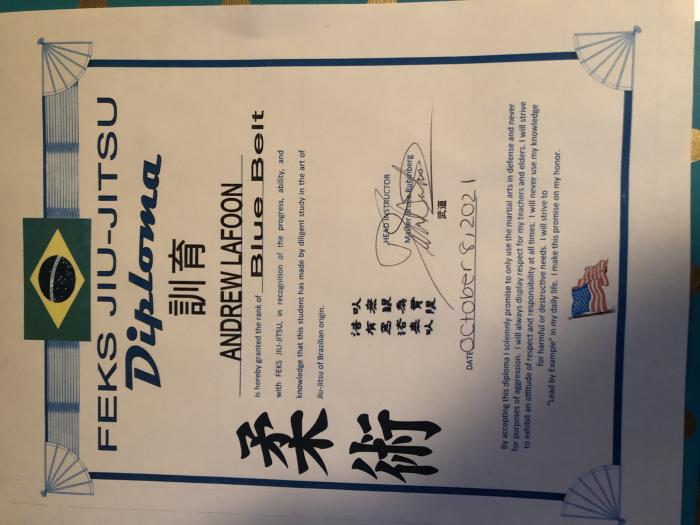 Blue belt · October 8, 2021 · Promoted by Bruce Rubinburg