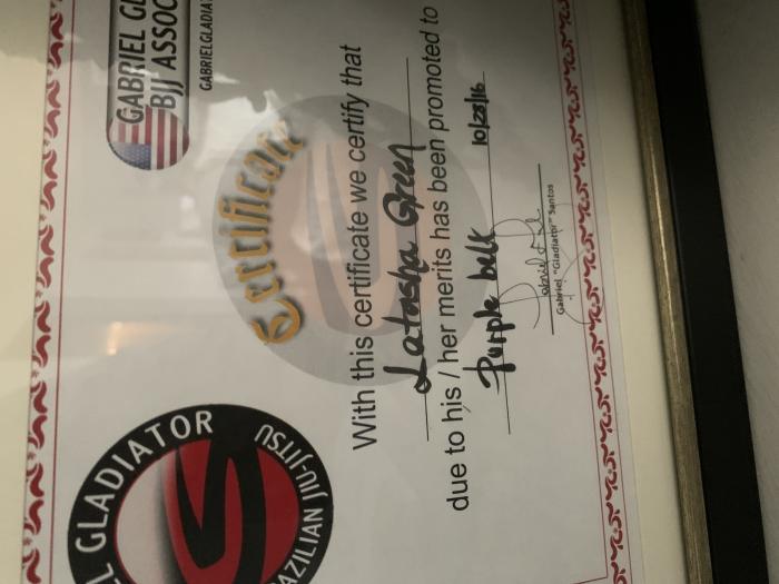 Purple belt · October 28, 2016 · Promoted by Gabriel Gladiator
