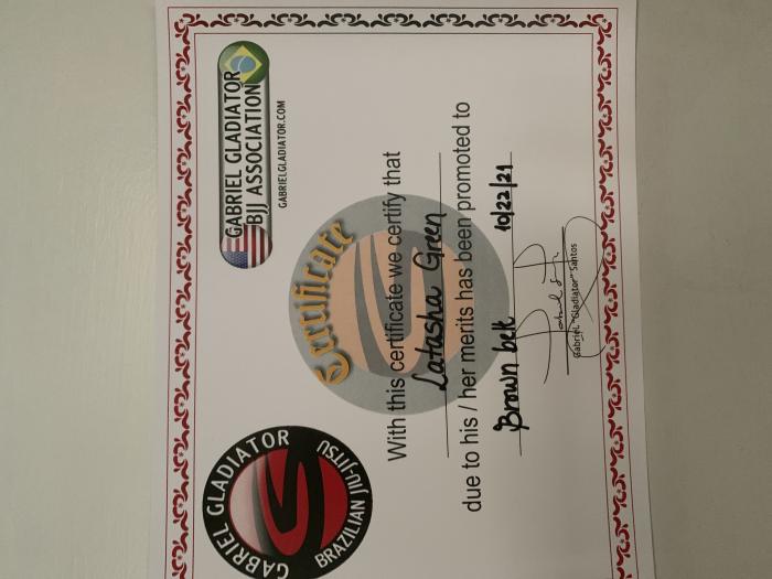 Brown belt · October 22, 2021 · Promoted by Gabriel Gladiator