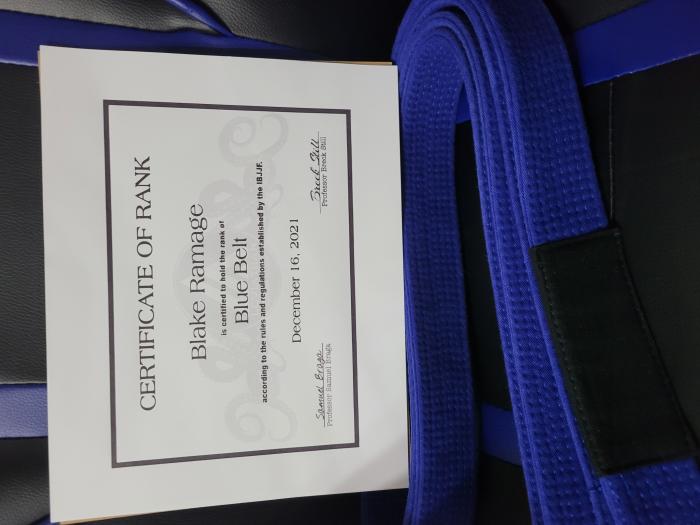 Blue belt · January 16, 2021 · Promoted by Breck Still