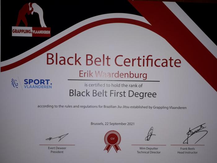 Black belt 1st degree · September 22, 2021 · Promoted by Frank Beels