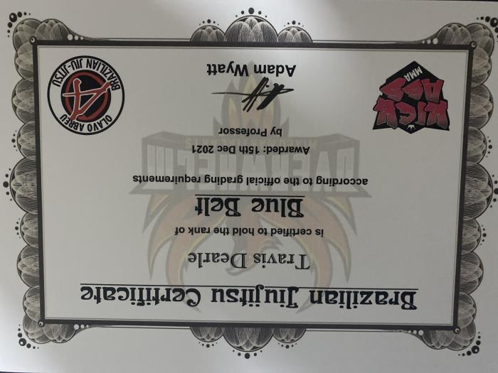 Blue belt · December 15, 2021 · Promoted by Adam Wyatt