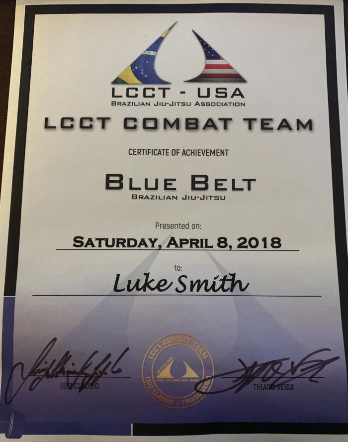 Blue belt · April 8, 2018 · Promoted by Luiz Claudio