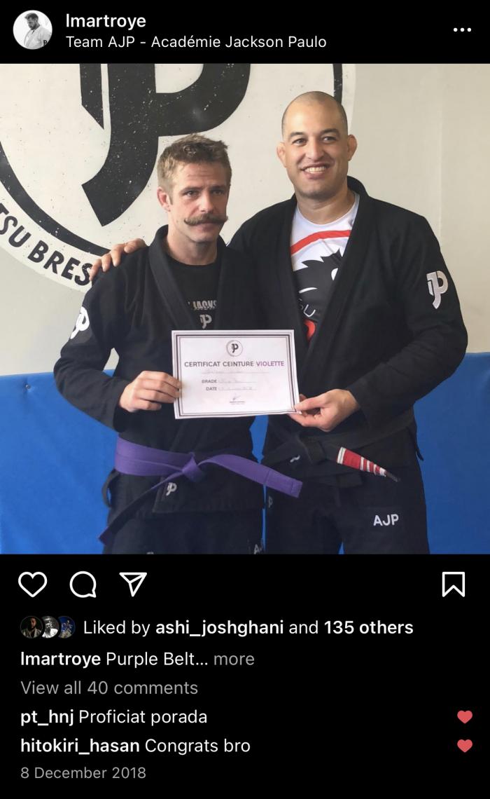 Purple belt · September 25, 2021 · Promoted by Jackson Paulo