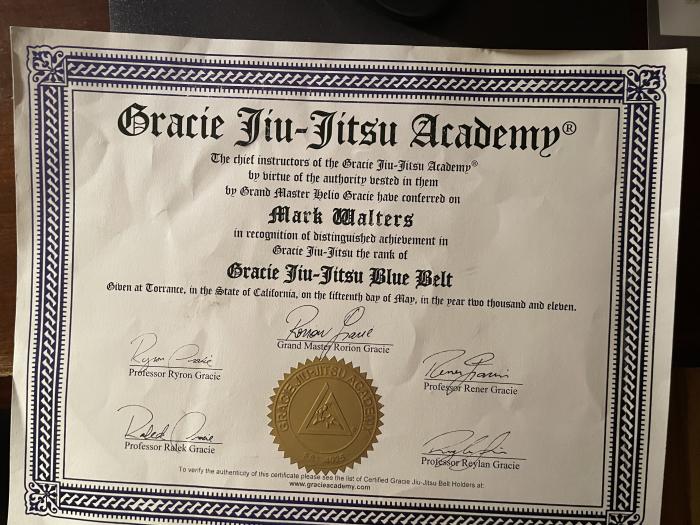 Blue belt · May 10, 2011 · Promoted by Ryron Gracie