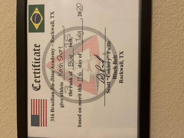 Blue belt · July 11, 2020 · Promoted by Scott “Country” Paille