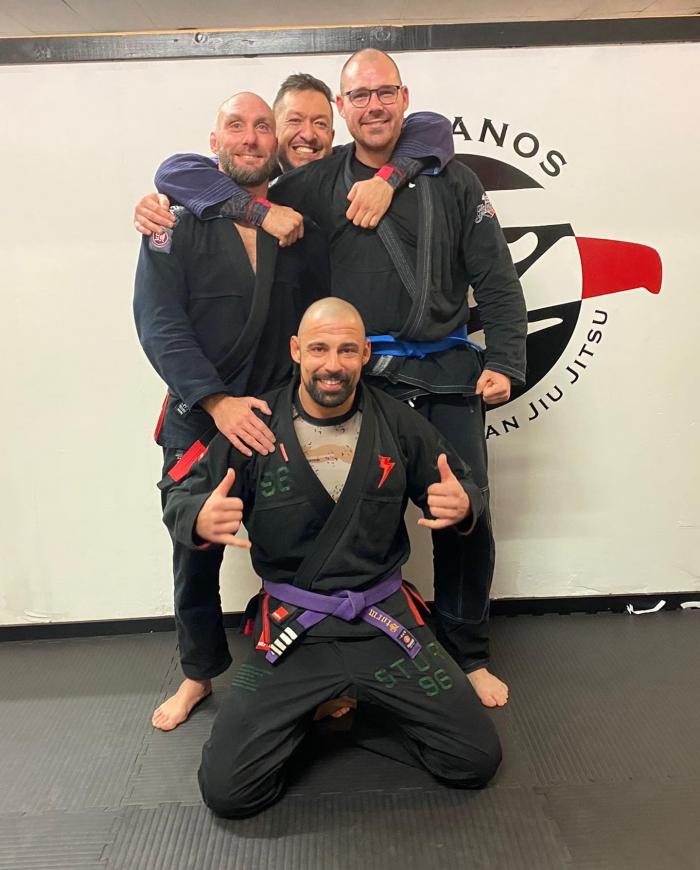 4th stripe on my purple belt and fresh blue belt