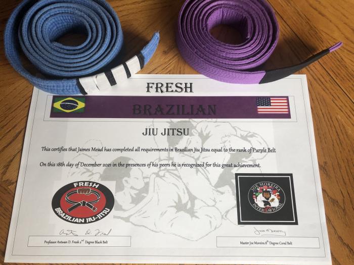 Purple belt · December 18, 2021 · Promoted by Professor Antwan Fresh