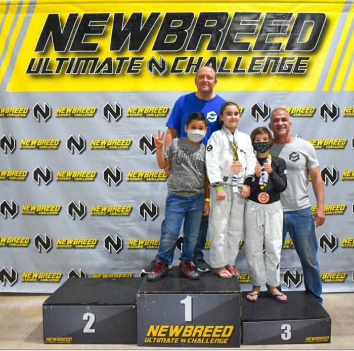 Podium with Master Mario Sperry and kids