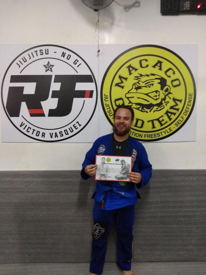 December 14th 2019 , earned my blue belt under Victor Vasquez Rodriguez from RF Chile - Macaco Goldteam