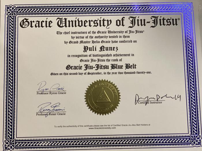 Blue belt · September 2, 2021 · Promoted by Dr. Jorge Balares, D.c. J.d.