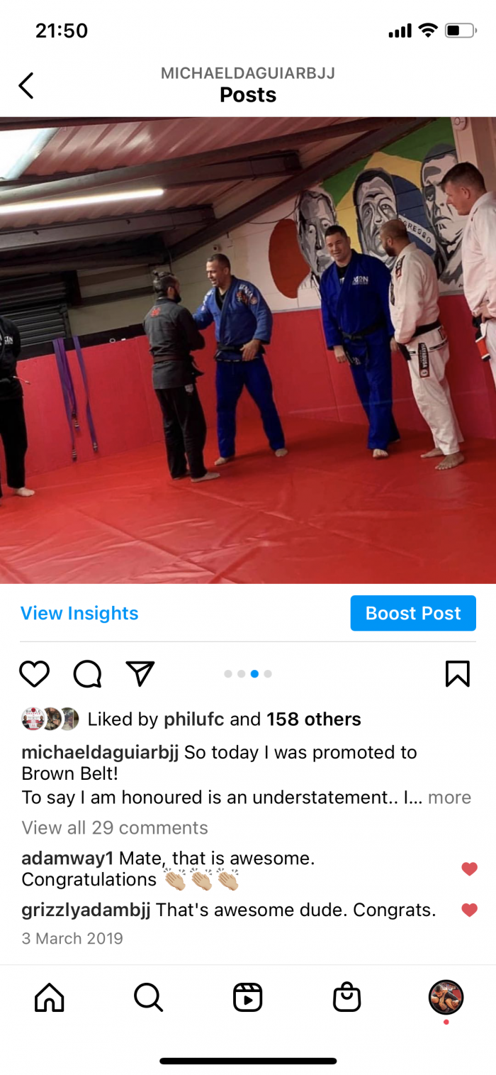 Brown belt · March 3, 2019 · Promoted by Amaury Bitetti - Roberto Almeida