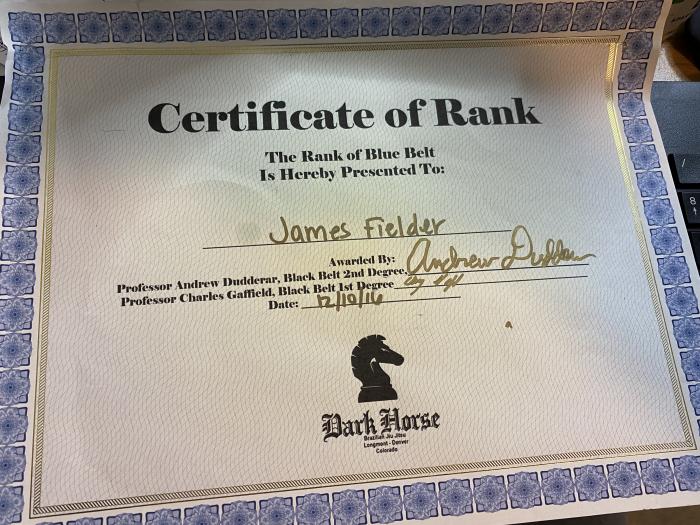 Blue belt · December 10, 2016 · Promoted by Andrew Dudderar