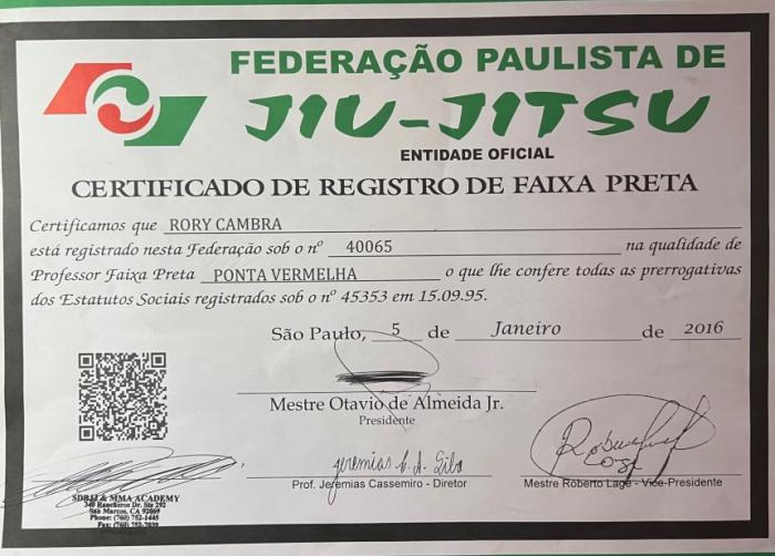 Black belt · May 31, 2014 · Promoted by Octavio de Almeida Jr.