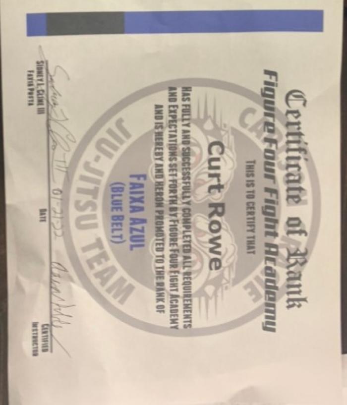 Blue belt · January 22, 2022 · Promoted by Sidney Cline