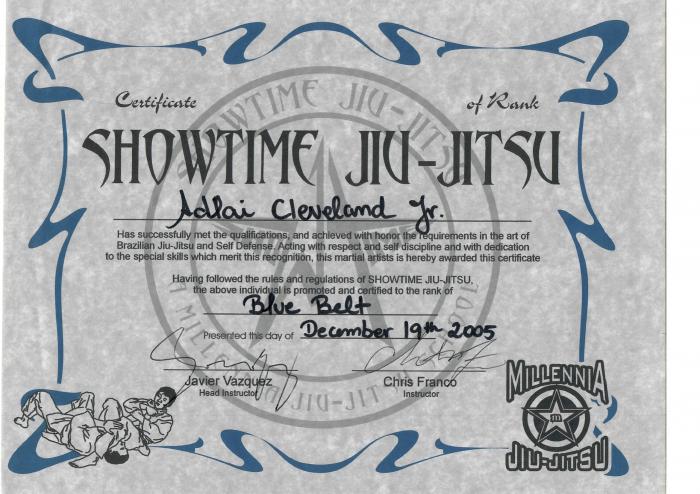 Blue belt · December 19, 2005 · Promoted by Javier Vazquez